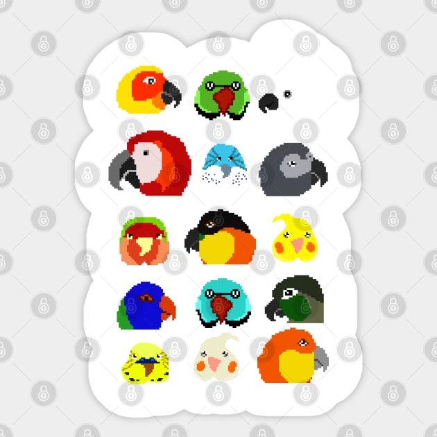 8bit parrots pattern Sticker by FandomizedRose